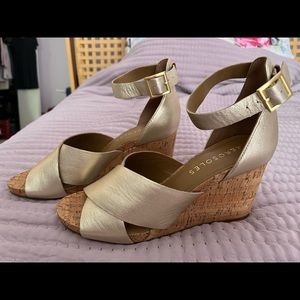 Gold wedge sandals . Brand new.
